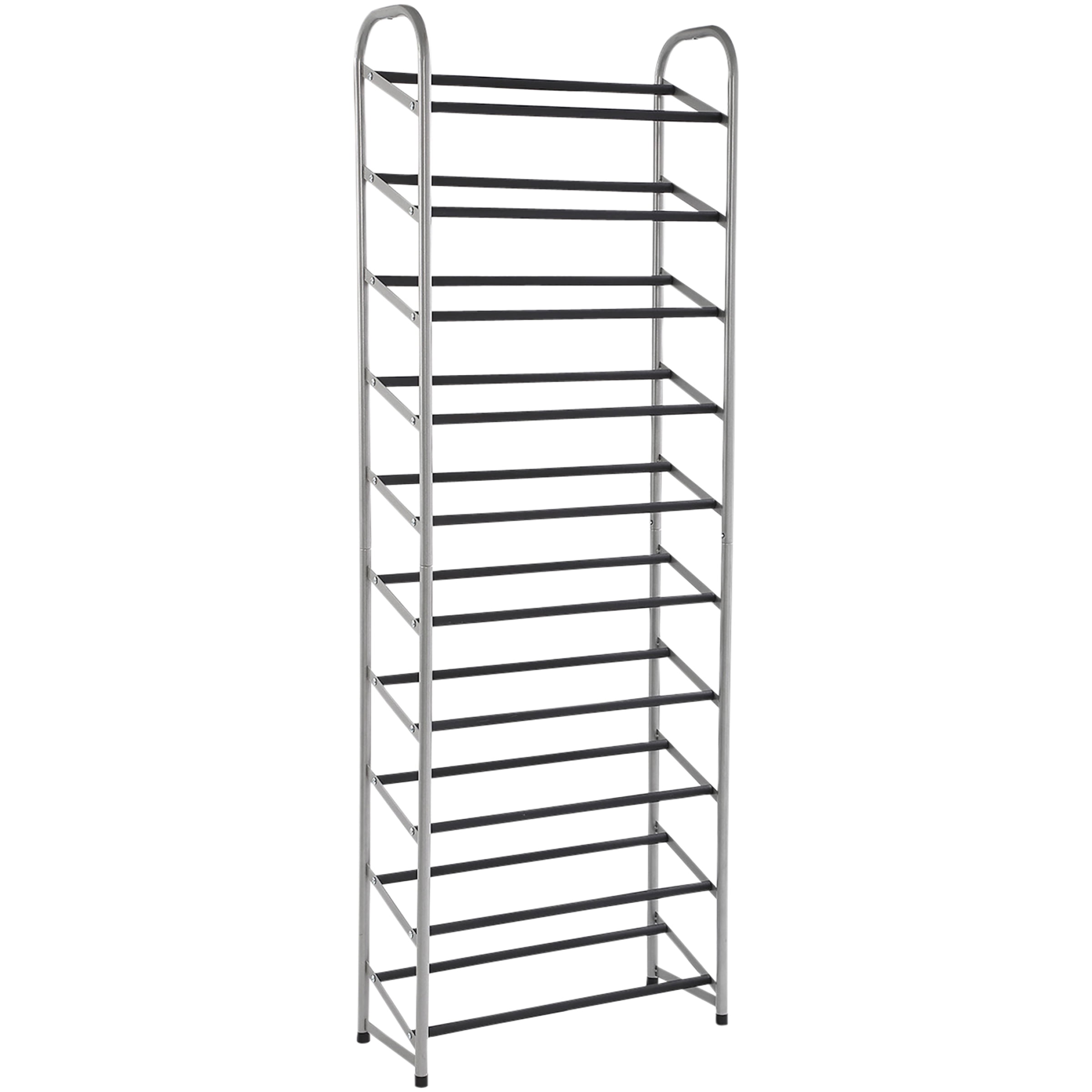 62 in. H 36-Pair Gray Metal 10-Tiers Shoe Rack