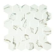 Mainstays 10 in. W x 10 in. L White Marble Hexagon Peel & Stick Mosaic Wall Tile (2.72 Sqft / pack)