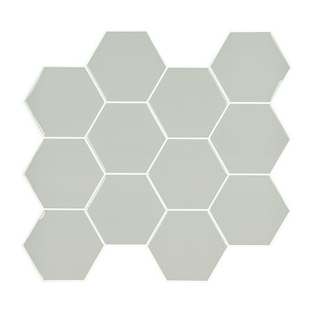 Mainstays 10 in. W x 11 in. L Grey Hexagon Peel & Stick Mosaic Wall Tile (3.04 Sqft / Pack)