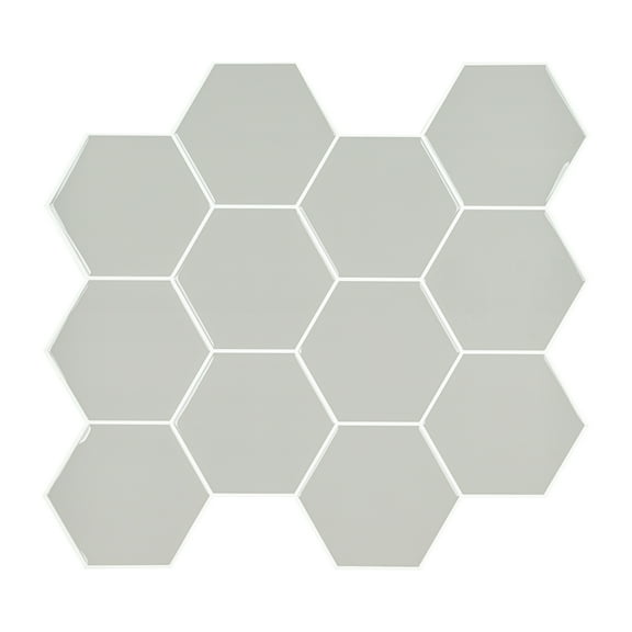 Mainstays 10 in. W x 11 in. L Grey Hexagon Peel & Stick Mosaic Wall Tile (3.04 Sqft / pack)