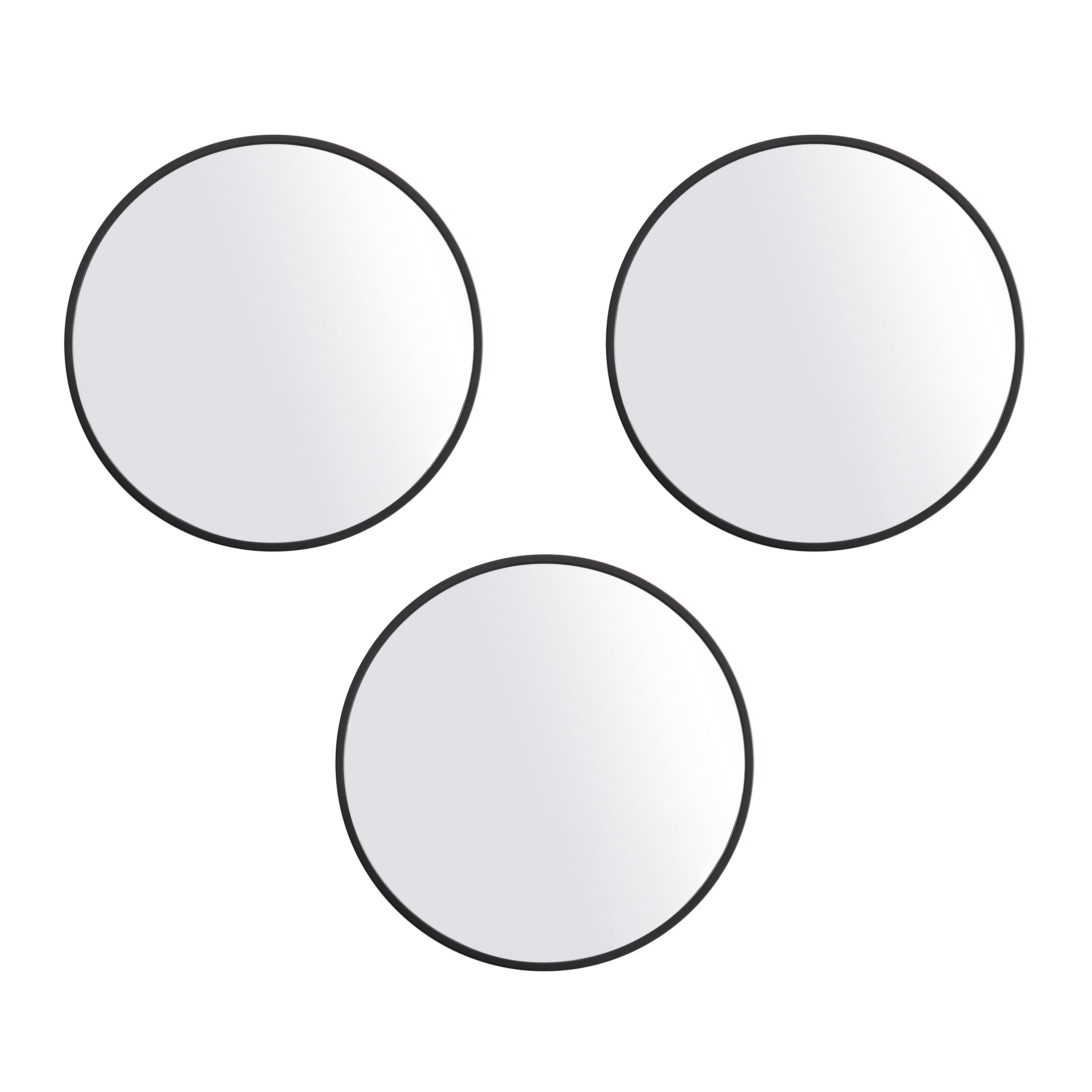 Mainstays 10" x 31" Black Round Wall Mirror, Set of 3