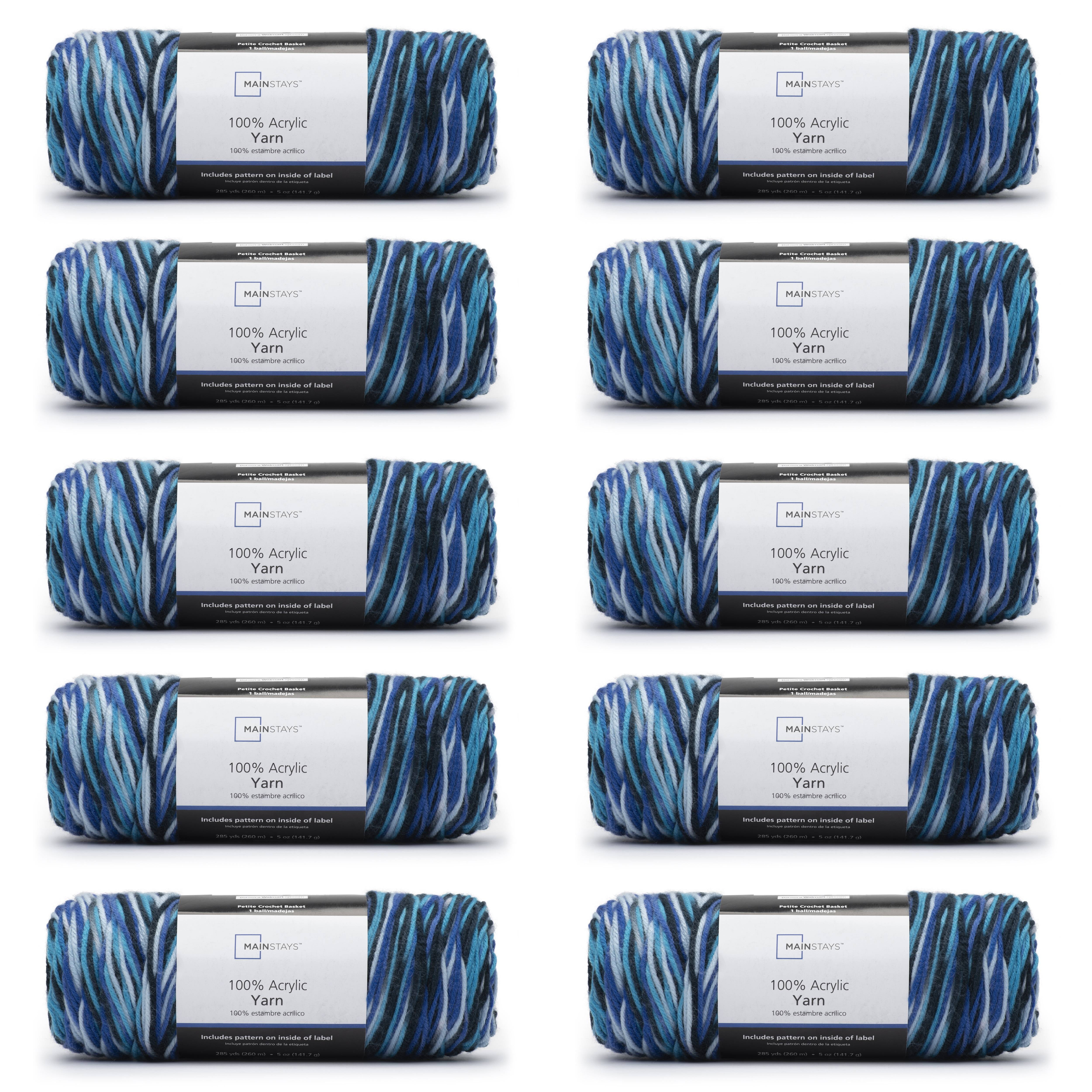 Mainstays™ 100% Acrylic #4 Medium Acrylic Yarn, Purple Multi 5oz/142g, 285  Yards (10 Pack) 
