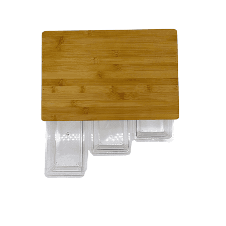 Mainstays 100% Bamboo Cutting Board With 3 Sliding Drawer PET Tray