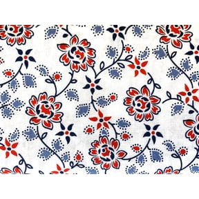 Mainstays 100% Cotton 1 Yard Precut Quilting Fabric, Blue & Red Floral