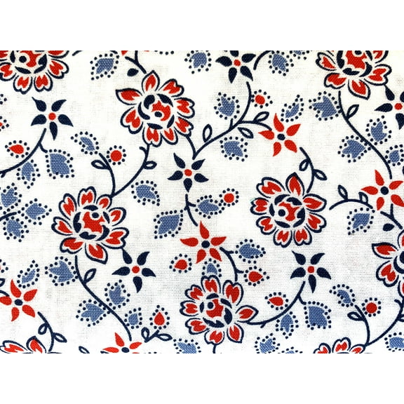 Mainstays 100% Cotton 1 Yard Precut Fabric Blue Red Floral