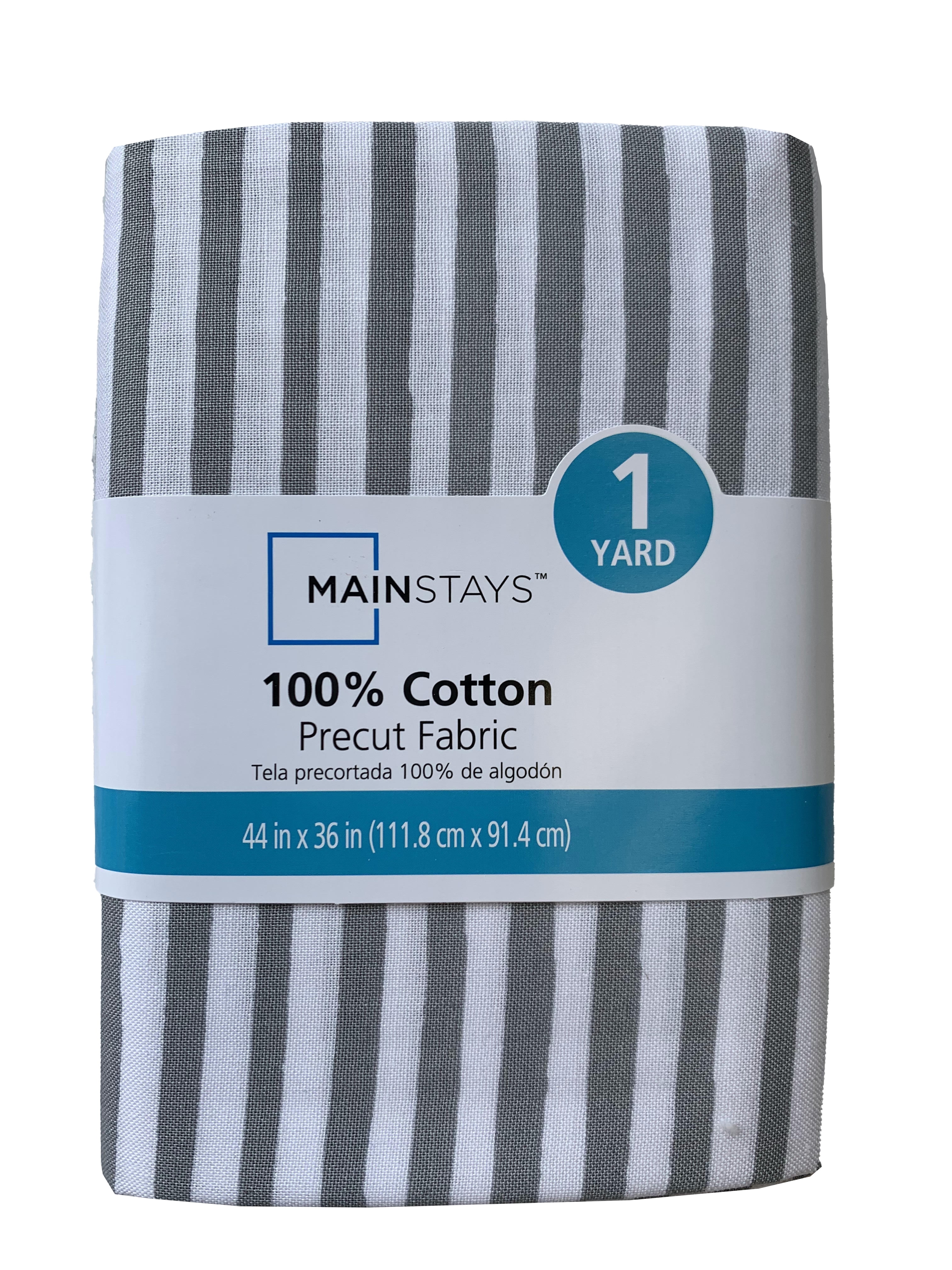 Mainstays 100% Cotton 1 Yard Precut Sewing & Craft Fabric, Grey Stripe