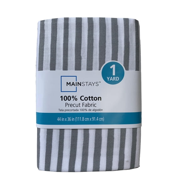 Mainstays 100% Cotton 1 Yard Precut Fabric Grey Stripe