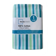 Mainstays 100% Cotton 1 Yard Precut Fabric Multi-color Aqua Stripe