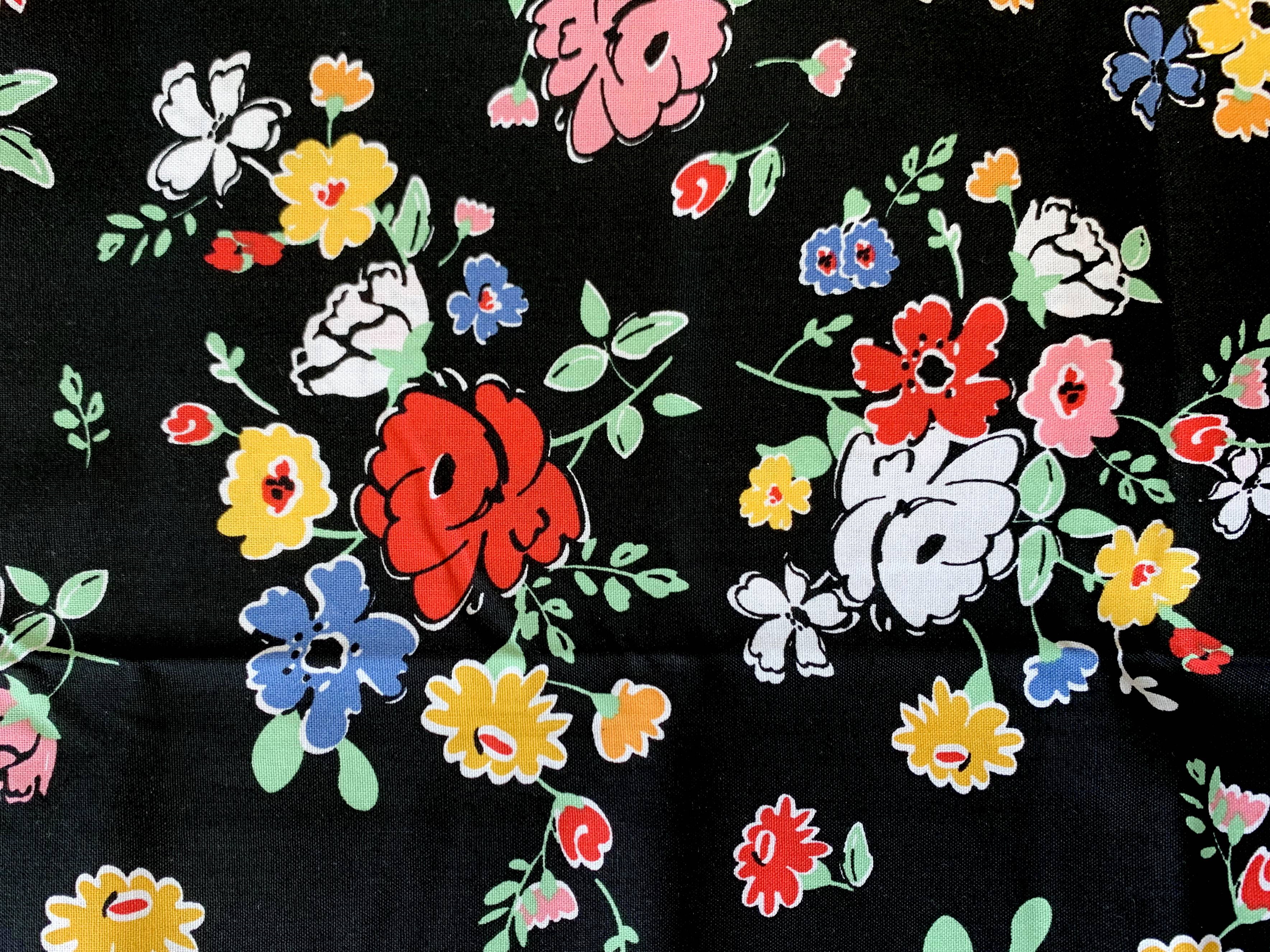 Mainstays 100% Cotton 1 Yard Precut Fabric Multi-color Black Floral