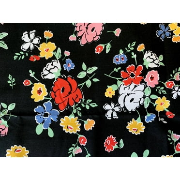 Mainstays 100% Cotton 1 Yard Precut Fabric Multi-color Black Floral