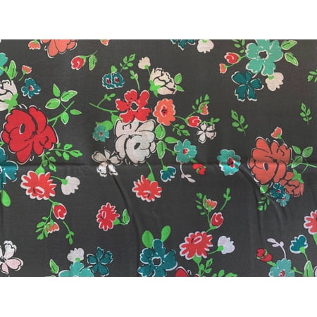 Mainstays 100% Cotton 1 Yard Precut Fabric Multi-color Grey Floral