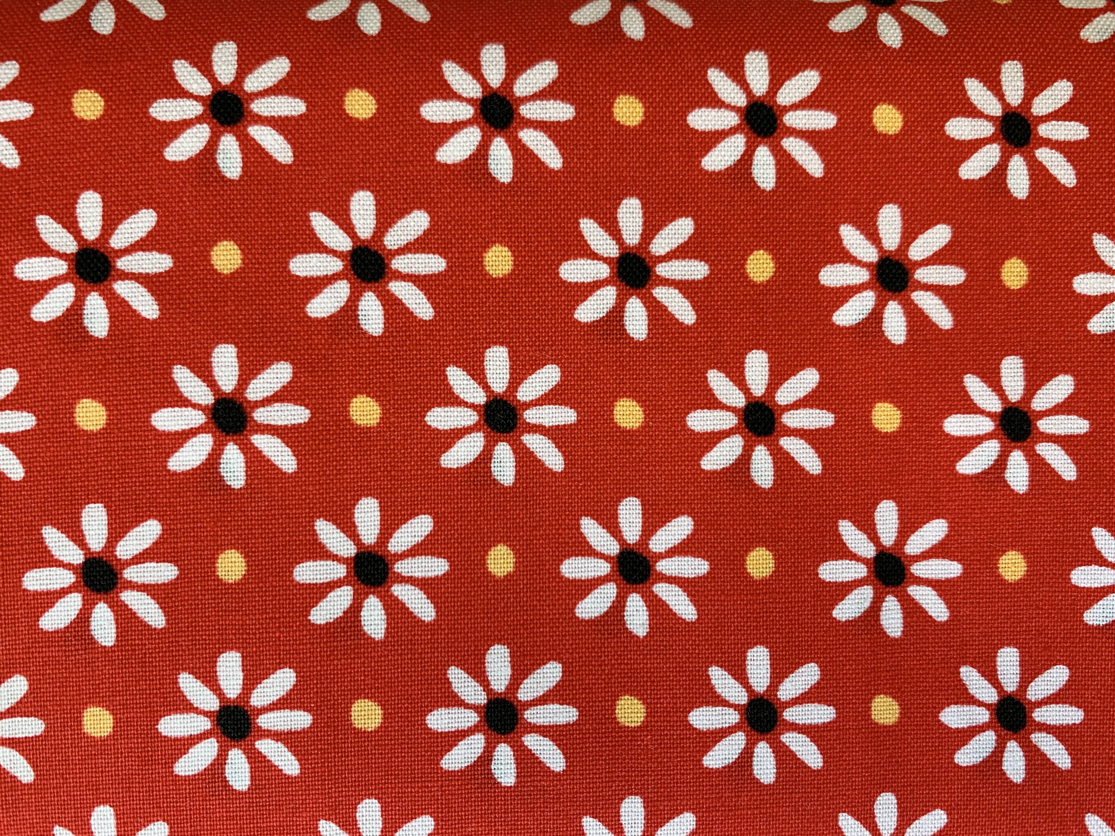 Mainstays 100% Cotton 1 Yard Precut Fabric Red Daisy