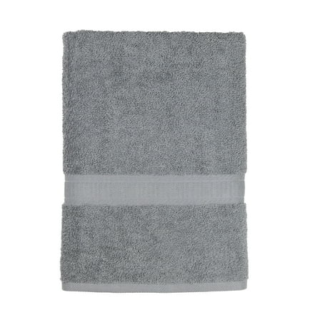 Mainstays Basic Bath Towel, Soft 100%  Cotton and Highly Absorbent Bath Towel, Grey