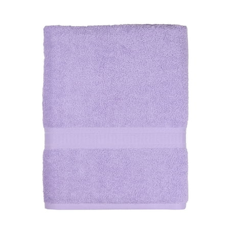 Mainstays Basic Bath Towel, Soft 100% Cotton and Highly Absorbent Bath Towel, Purple