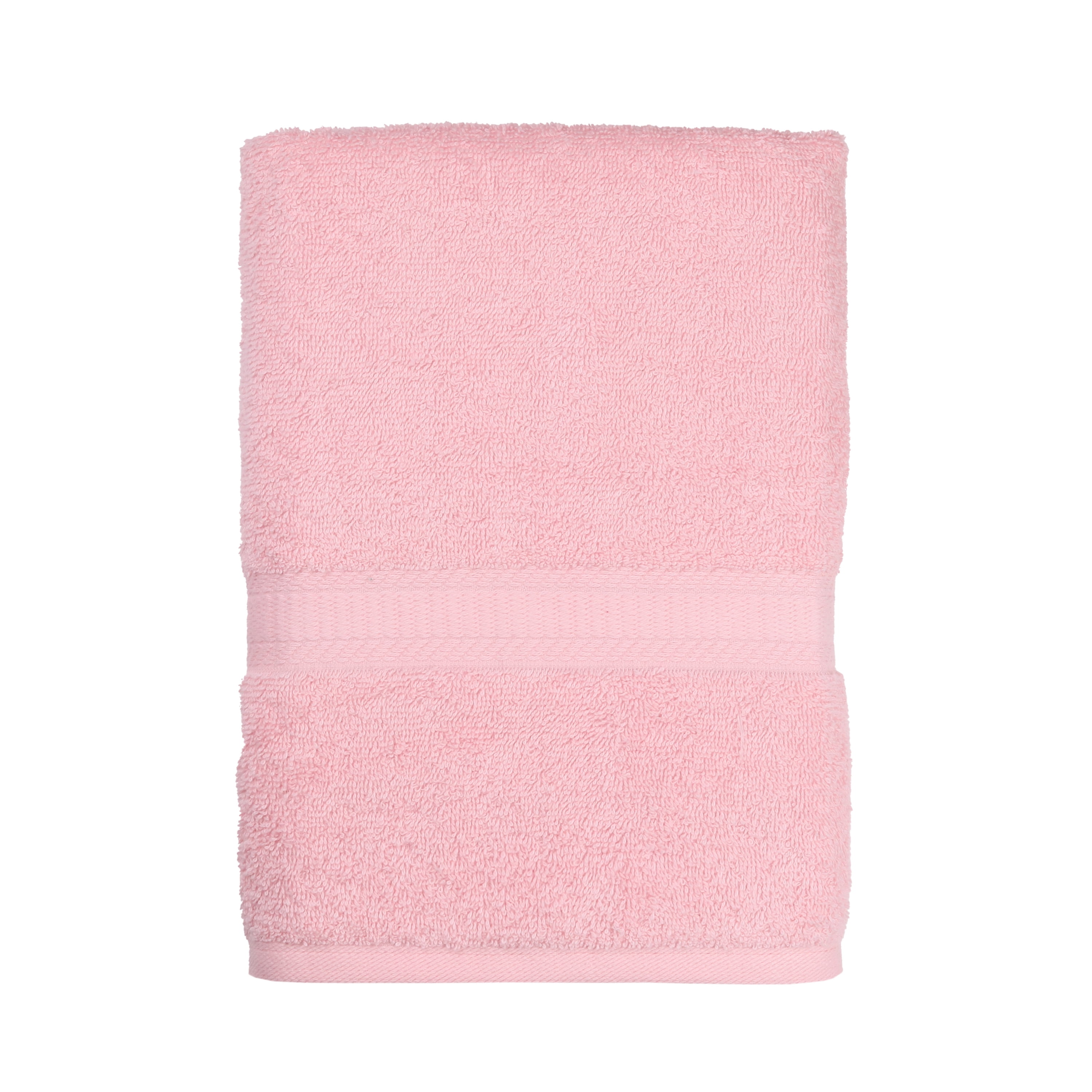 Mainstays 100% Cotton Bath Towel, Super Soft and Highly Absorbent Basic Solid Premium Bath Towel for Bathroom, Hotels, Spa and Gym – Pink