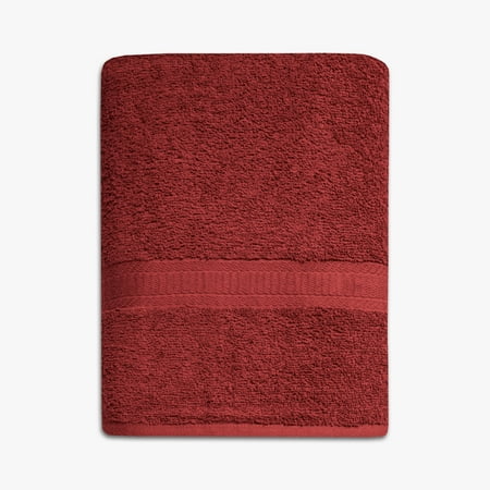 Mainstays Basic Bath Towel, Soft 100% Cotton and Highly Absorbent Bath Towel, Red