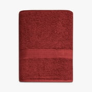 Mainstays Basic Bath Towel, 100% Cotton, 27 in x 52 in, Red