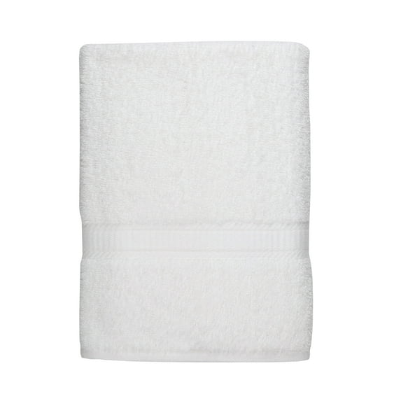 Mainstays Basic Bath Towel, Soft 100% Cotton and Highly Absorbent Bath Towel, White