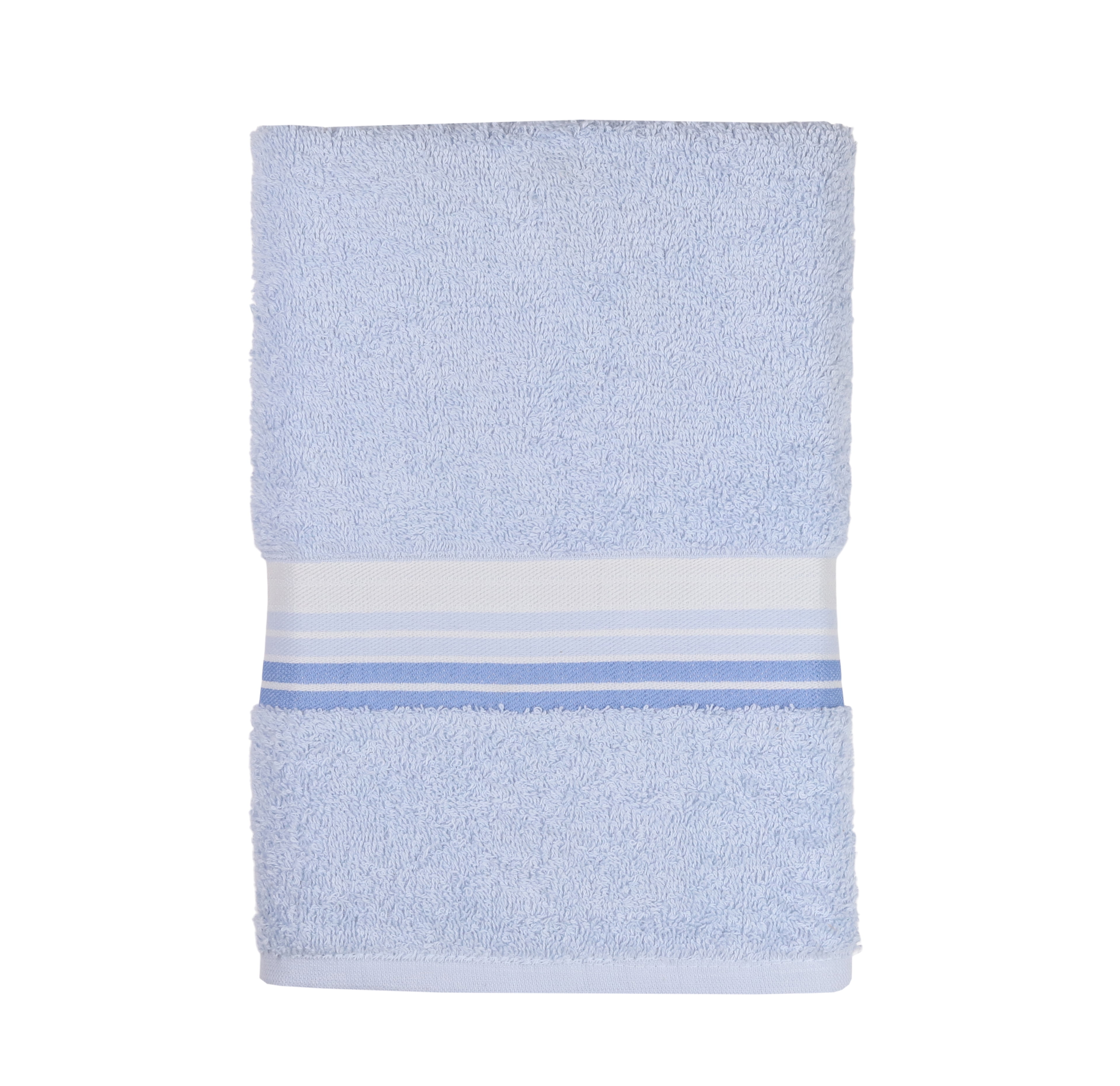 Mainstays 100% Cotton Bath Towel, Super Soft and highly absorbent Basic Striped Premium Bath Towel for Bathroom, Hotels, Spa and Gym β Blue