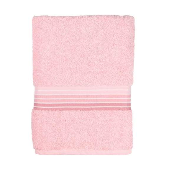 Mainstays 100% Cotton Bath Towel, Super Soft and highly absorbent Basic Striped Premium Bath Towel for Bathroom, Hotels, Spa and Gym – Pink