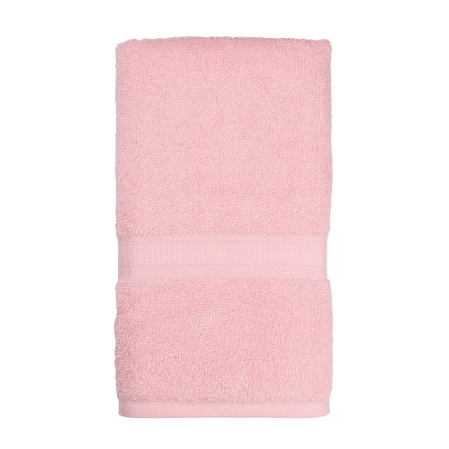 Mainstays 100% Cotton Hand Towel, Super Soft and highly absorbent Basic Solid Premium Hand Towel for Bathroom, Hotels, Spa and Gym – Pink