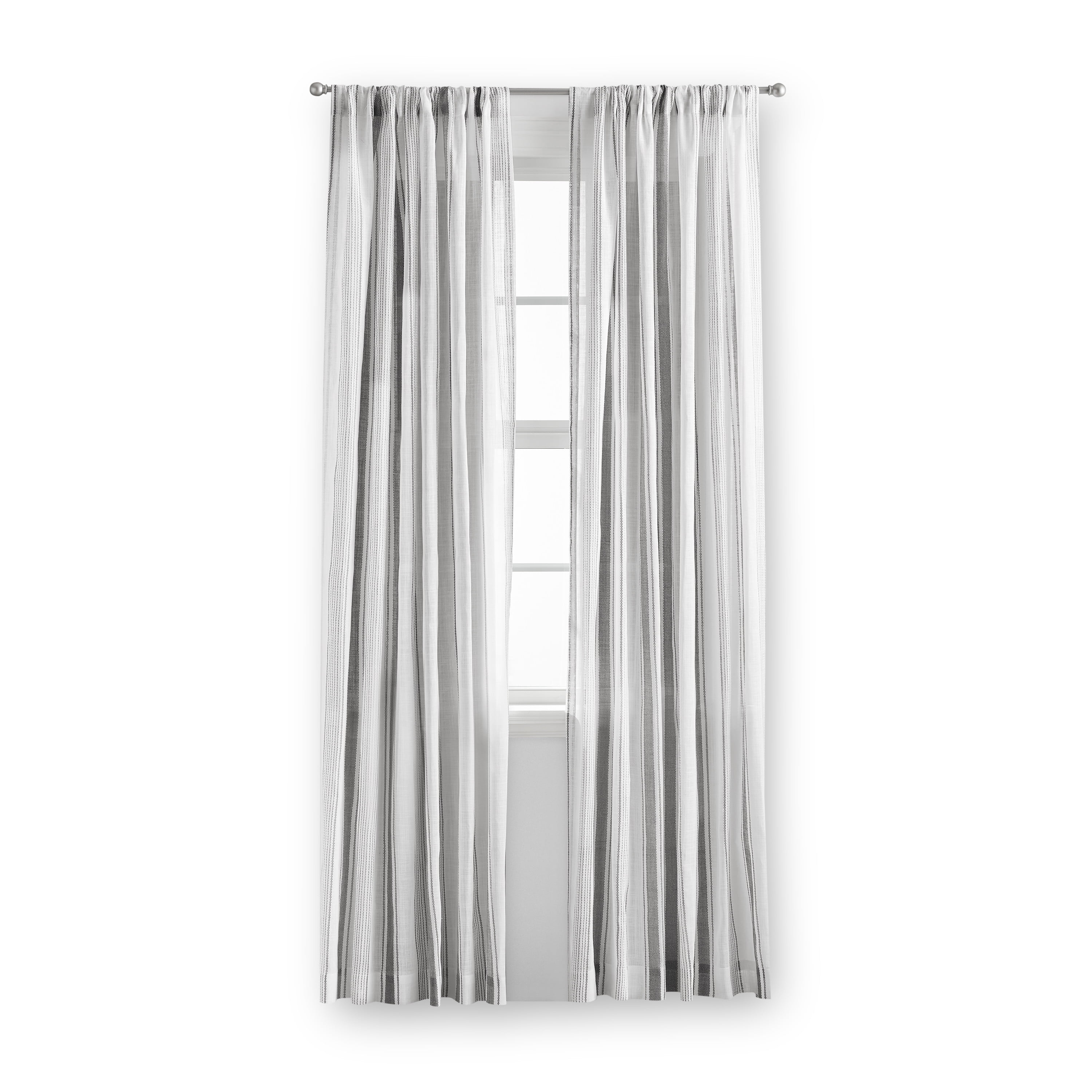 Mainstays 100% Cotton Indoor Sheer Rod Pocket Single Curtain Panel , Gray, 50" W x 84"L
