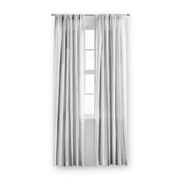 Mainstays 100% Cotton Indoor Sheer Rod Pocket Single Curtain Panel , Gray, 50" W x 84"L
