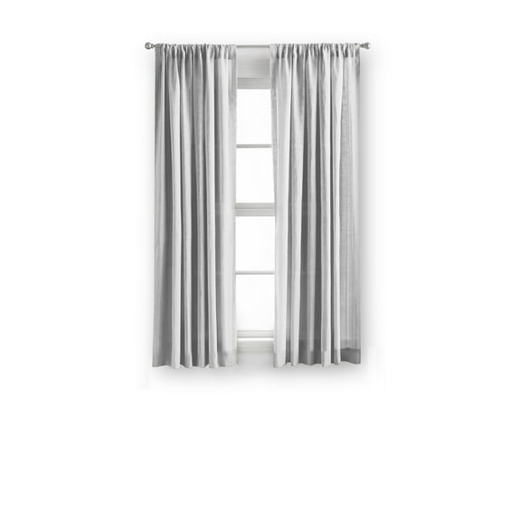 Mainstays 100% Cotton Indoor Sheer Rod Pocket Single Curtain Panel , Silver , 50" W x 63"L