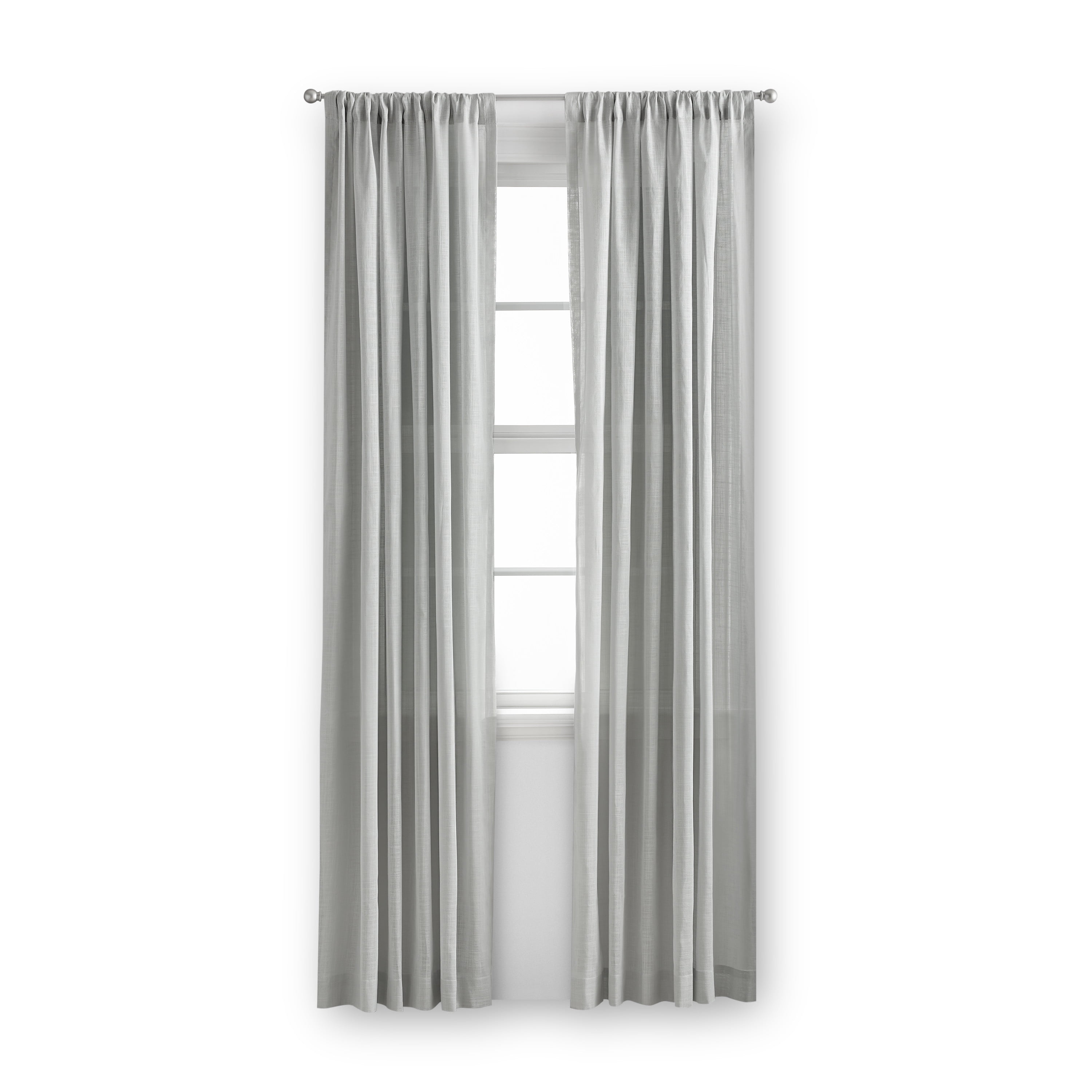 Mainstays 100% Cotton Indoor Sheer Rod Pocket Single Curtain Panel , Silver , 50" W x 84"L