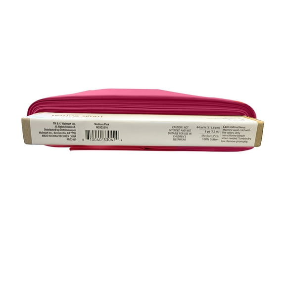 Mainstays 100% Cotton Solid Medium Pink, Quilt Crafts Fabric Cut By The Yard.