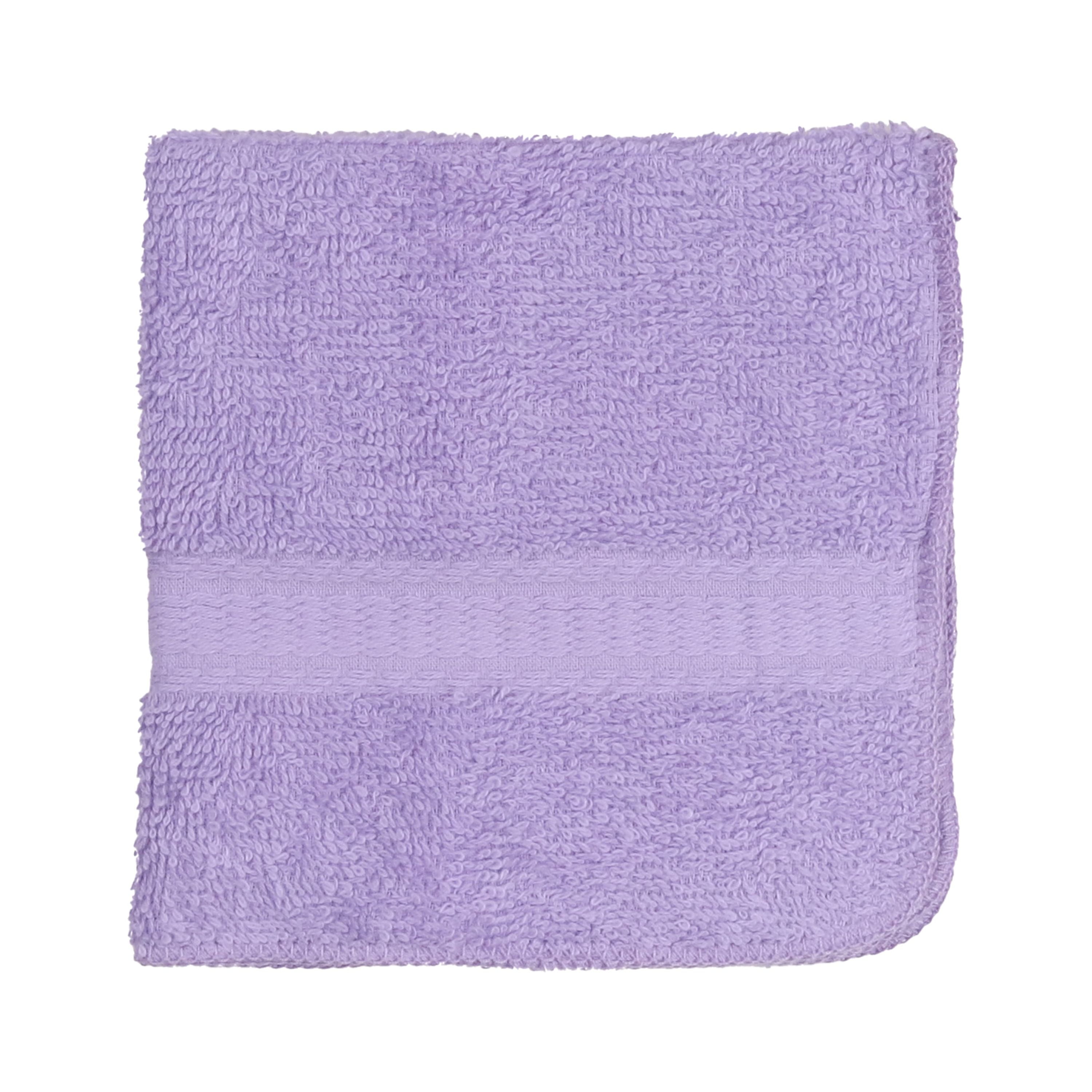 Mainstays 100% Cotton Washcloth, Super Soft and highly absorbent Basic Solid Premium Washcloth for Bathroom, Hotels, Spa and Gym – Lavender