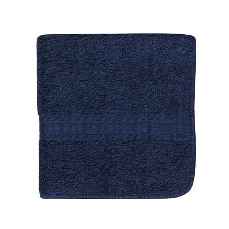 Mainstays 100% Cotton Washcloth, Super Soft and highly absorbent Basic Solid Premium Washcloth for Bathroom, Hotels, Spa and Gym – Navy