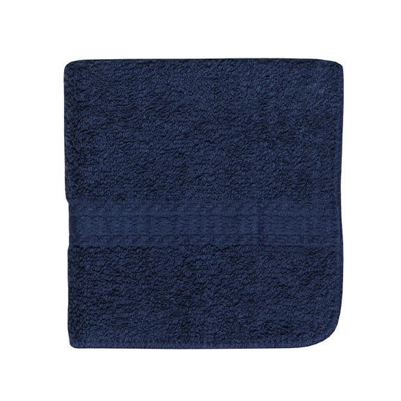 Mainstays 100% Cotton Washcloth, Super Soft and highly absorbent Basic Solid Premium Washcloth for Bathroom, Hotels, Spa and Gym Navy