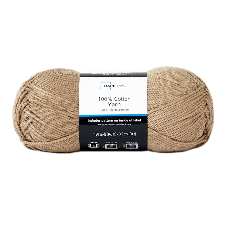 Mainstays 100% Cotton Yarn - Brown Stone Beige- 3.5oz 180yds - 4 Medium  Weight