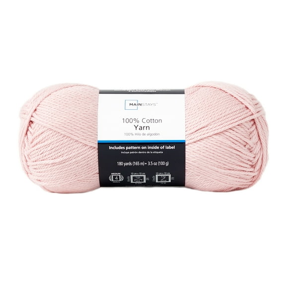 Mainstays 100% Cotton Yarn - Daylily Pink - 3.5oz 180yds - 4 Medium Weight