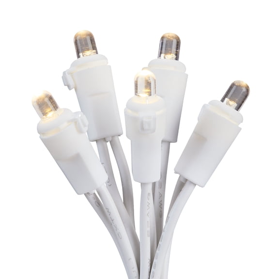 Mainstays 100-Count Warm White LED Clear Dome Mini Lights, White Wire