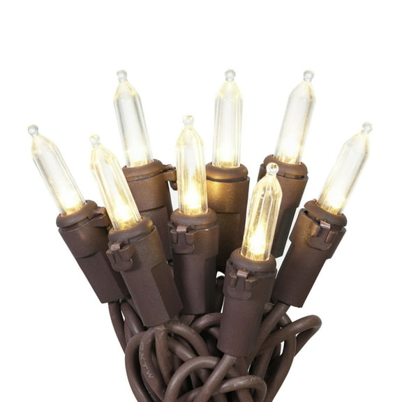 Mainstays 100-Count Warm White LED Mini Outdoor String Lights with Brown Wire
