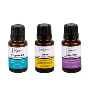 Mainstays 100% Pure Essential Oil Variety 3 Pack, 15mL Peppermint, 15mL Lavender, 15mL Lemon