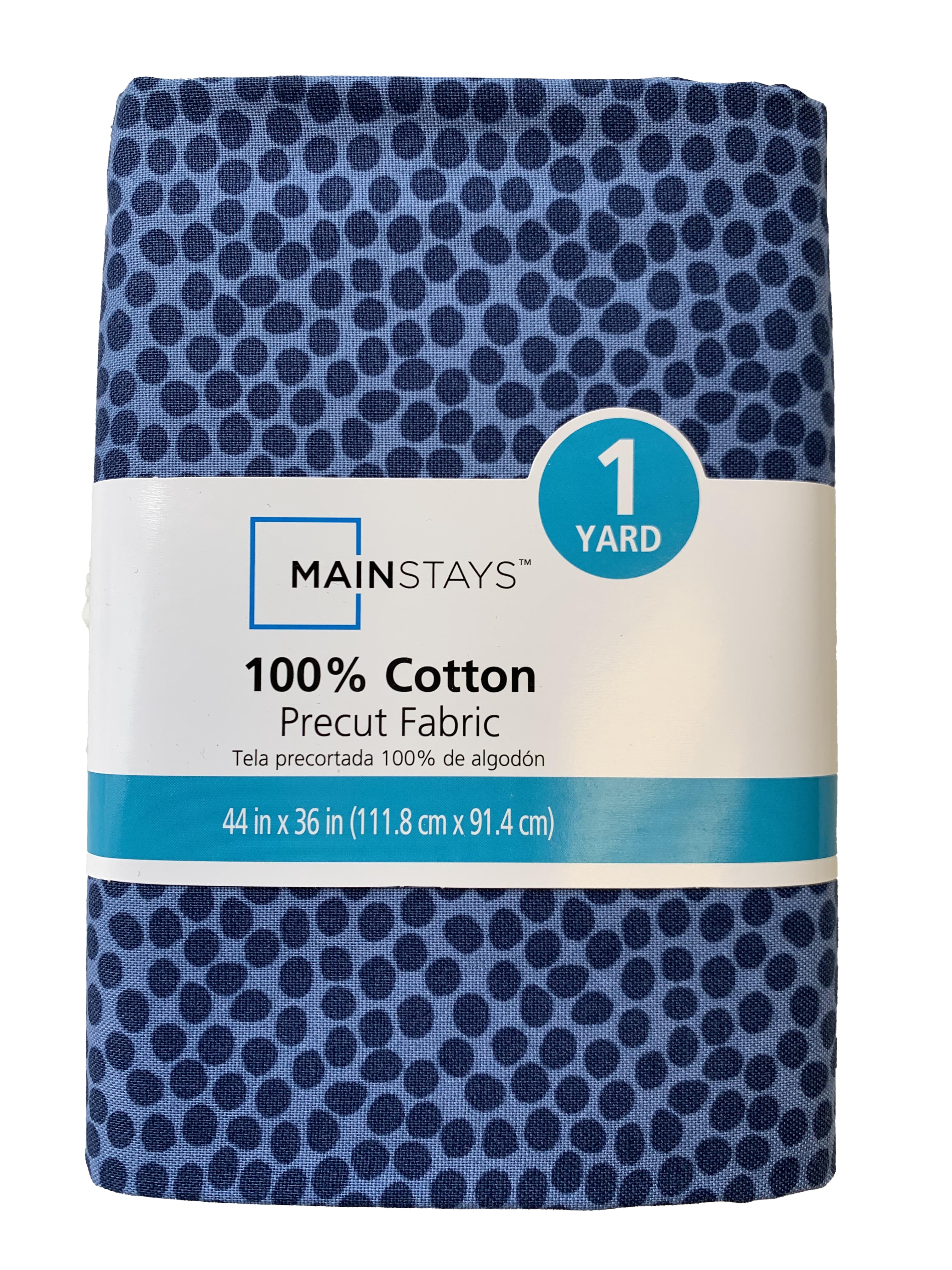 Mainstays 100% Quilting Cotton Fabric, Blue Dot, 44\" x 1 yard precut