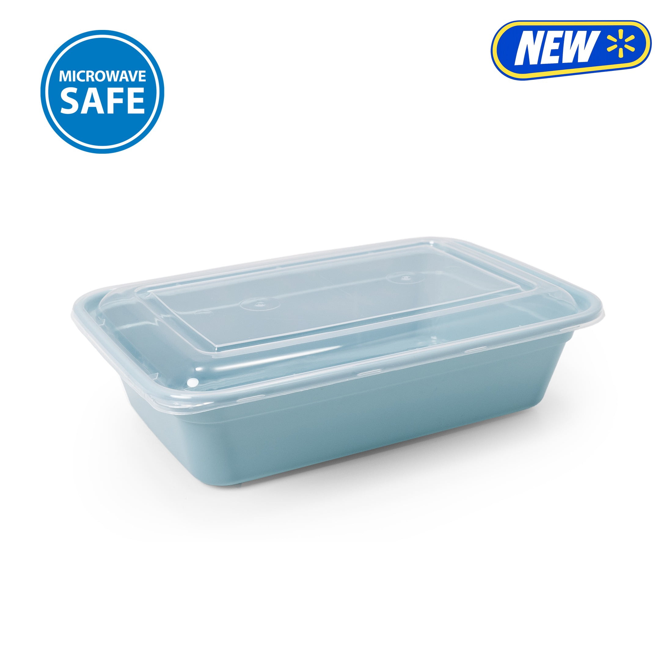 Mainstays 5-Pack 1-Compartment BPA-Free Plastic Meal Prep Food Storage Containers, 1L, Blue Cameo