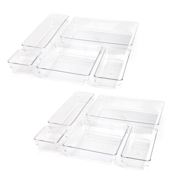 Mainstays 10-Piece Organizer Set Clear Plastic for Bathroom Storage