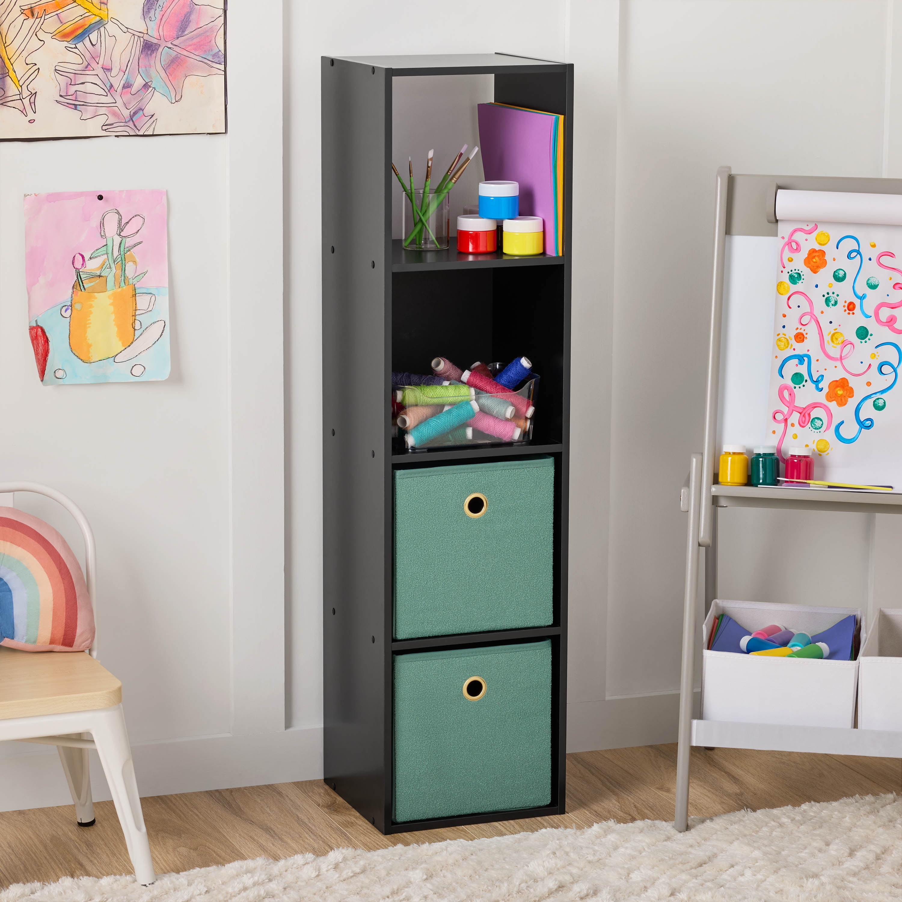 S-VIEW　ラック　4段　BK/WAL/WH Mainstays 4 Cube Vertical Storage Organizer, Black - Walmart.com