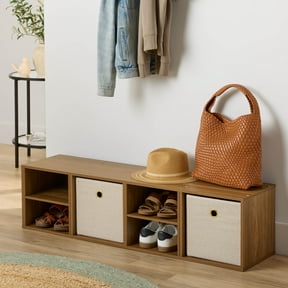 Mainstays 4-Cube Vertical Storage Organizer Bookcase, Warm Walnut