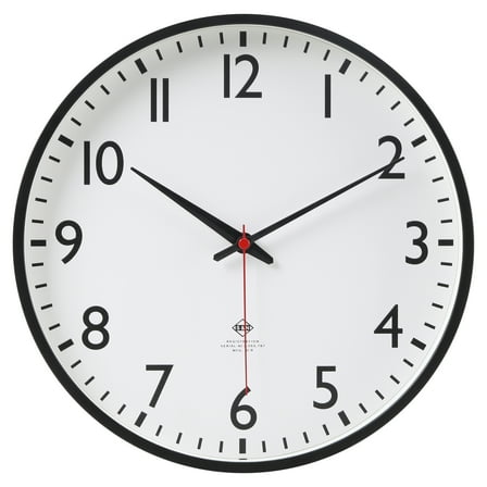 Mainstays 11.5 Inch Quartz Schoolhouse Wall Clock with Black & White Design and Red Second Hand
