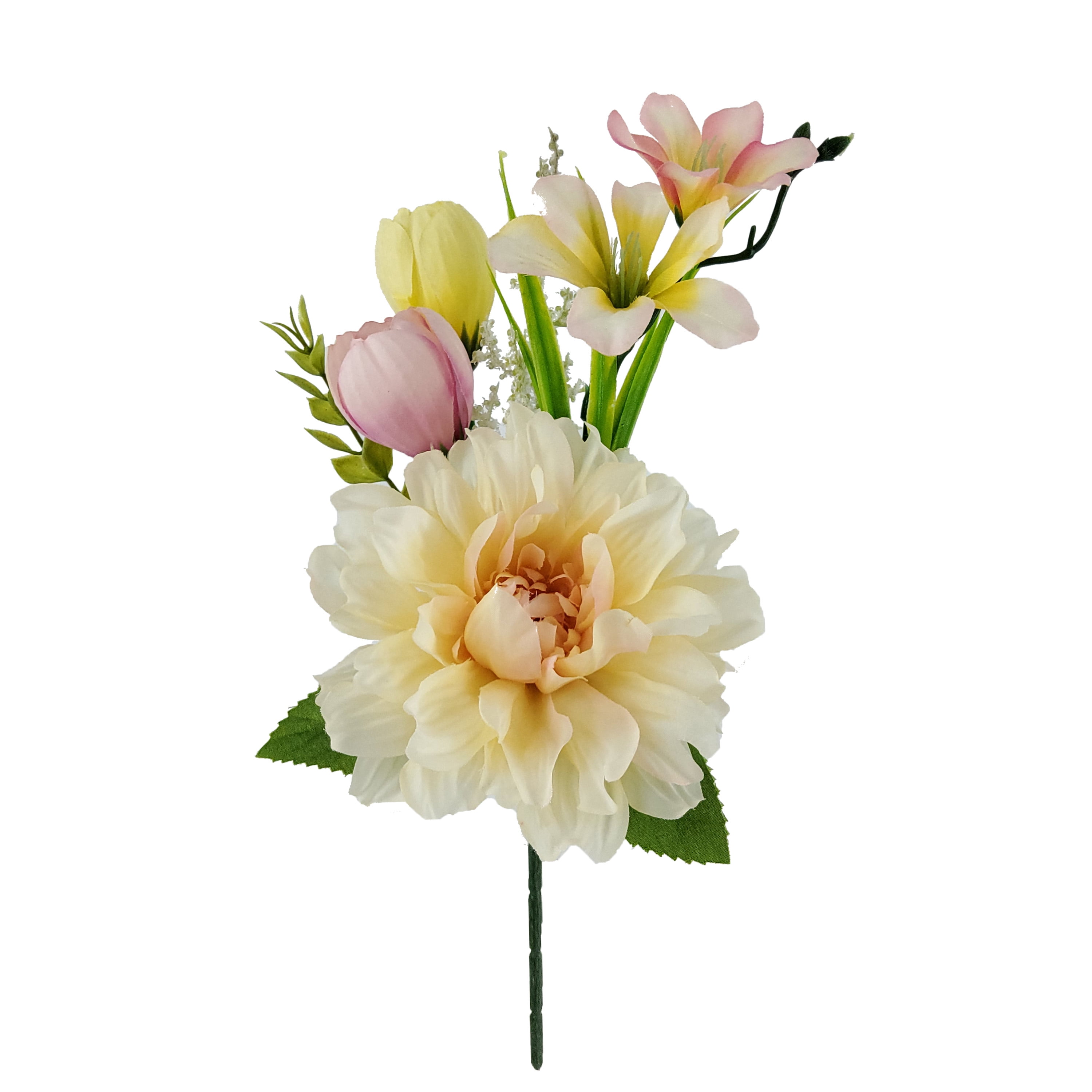 Mainstays 11.5  inches Indoor Artificial Dahlia Mix Pick, Cream Color.