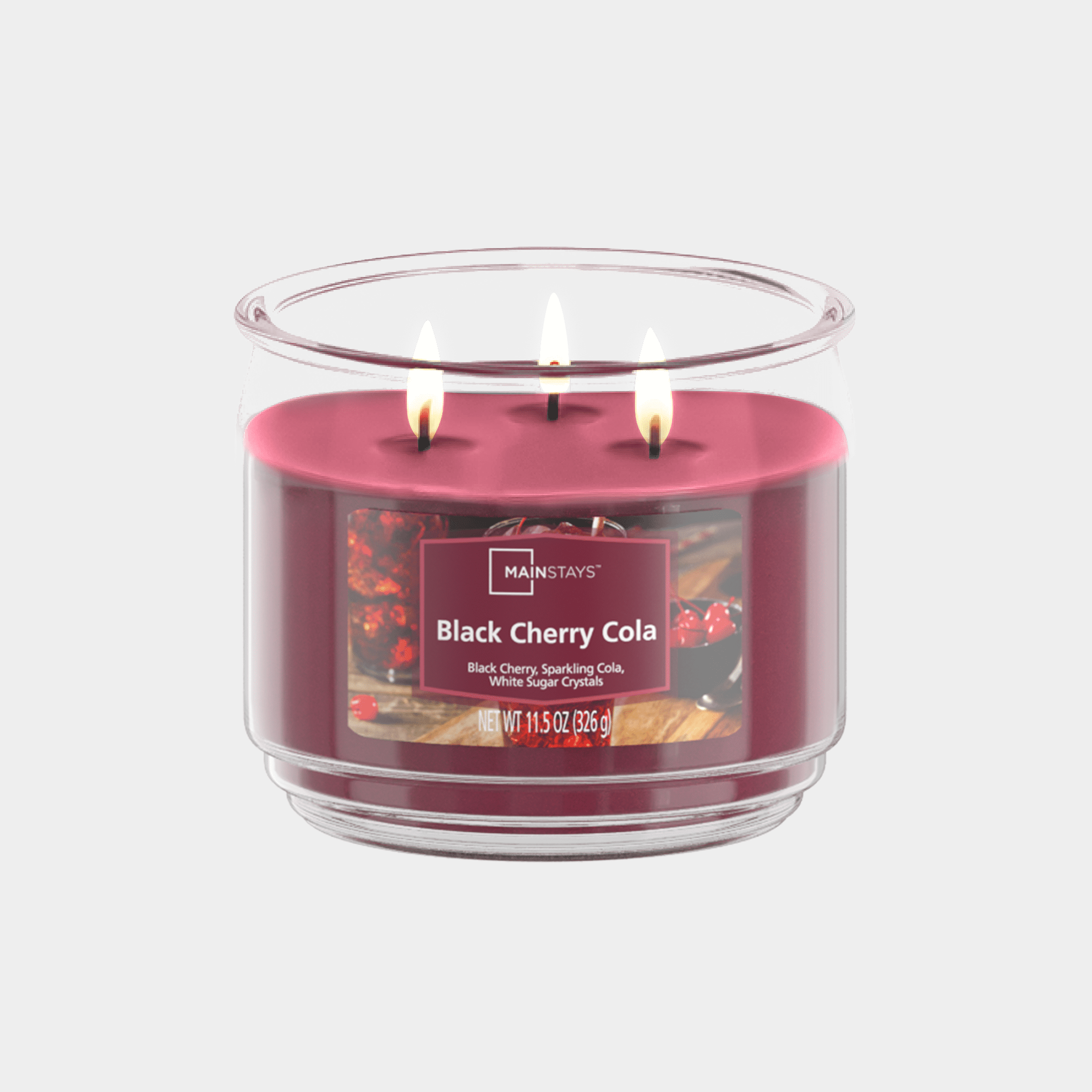 Mainstays 3-Wick Scented Glass Jar Candle, Black Cherry Cola -Wick, 11.5oz.