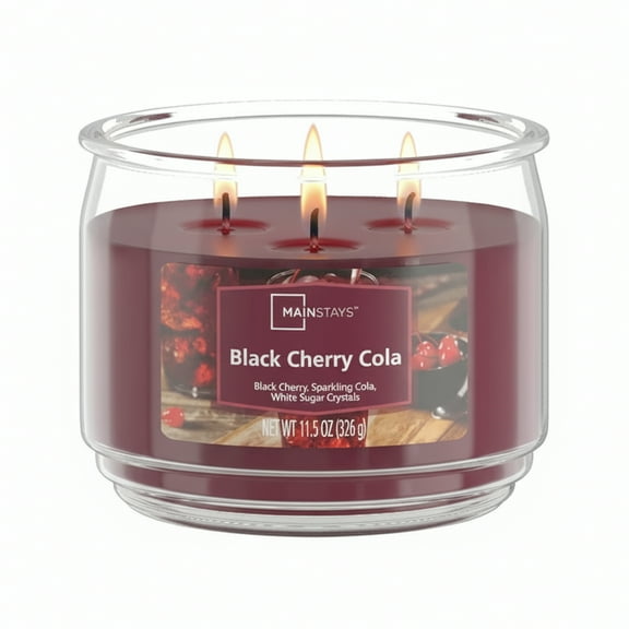 Mainstays 3-Wick Scented Glass Jar Candle, Black Cherry Cola -Wick, 11.5oz.