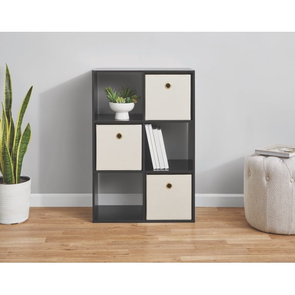Mainstays 6 Cube Storage Organizer, Black