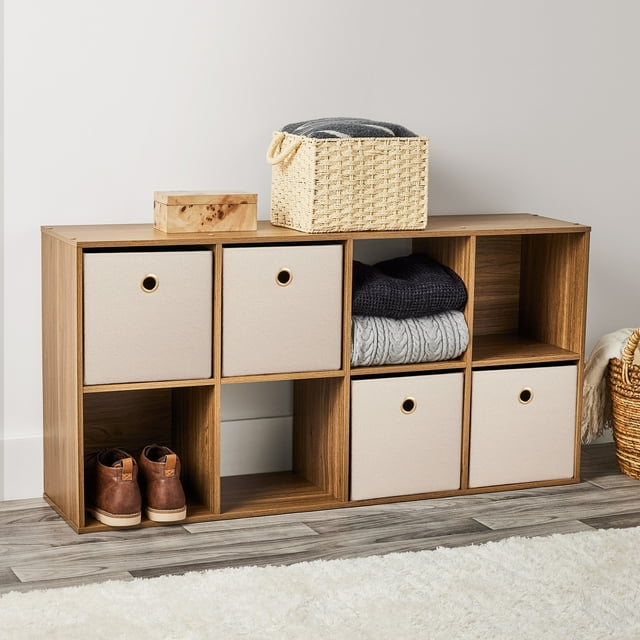 Mainstays 11" 8Cube Storage Organizer, Warm Walnut