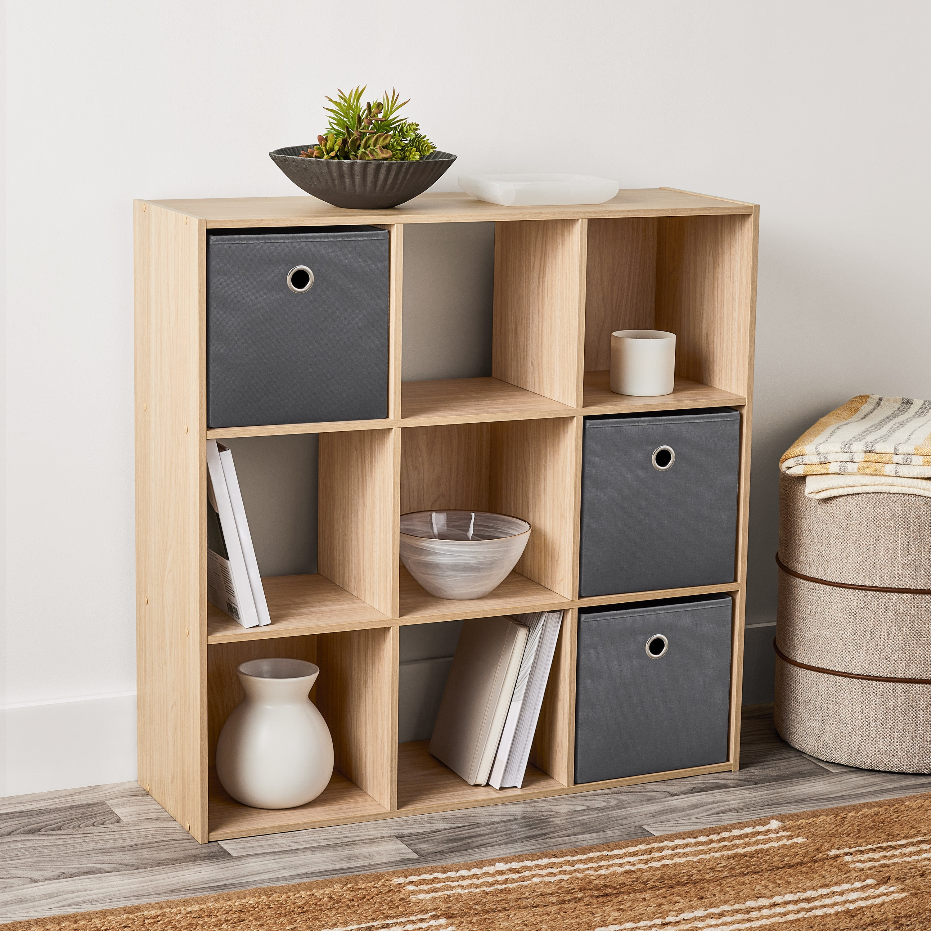 Mainstays 11" 9Cube Storage Organizer, Spring Pine  (图1)